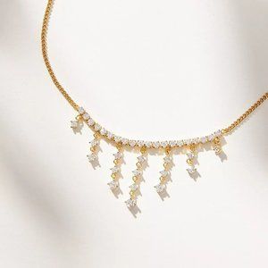 Anthropologie Crystal Drip Chain Necklace